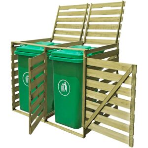 vidaXL Cobertizo doble contenedor de basura madera impregnada 240 L