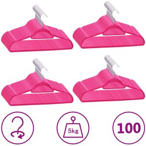 vidaXL Juego de perchas ropa 100 uds antideslizantes terciopelo rosa