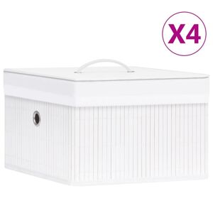 vidaXL Cajas de almacenamiento de bambú 4 unidades blanco