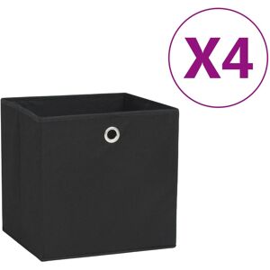 vidaXL Cajas de almacenaje 4 uds tela no tejida negro 28x28x28 cm