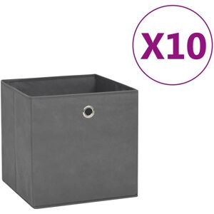 vidaXL Cajas de almacenaje 10 uds tela no tejida gris 28x28x28 cm