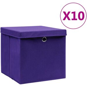 vidaXL Cajas de almacenaje con tapas 10 uds morado 28x28x28 cm