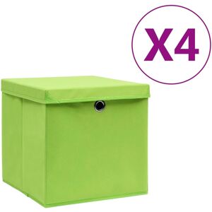 vidaXL Cajas de almacenaje con tapas 4 uds verde 28x28x28 cm