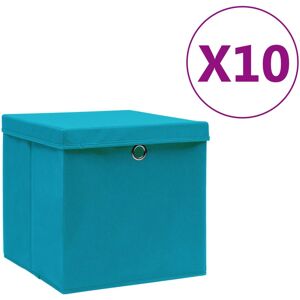 vidaXL Cajas de almacenaje con tapas 10 uds azul bebé 28x28x28 cm