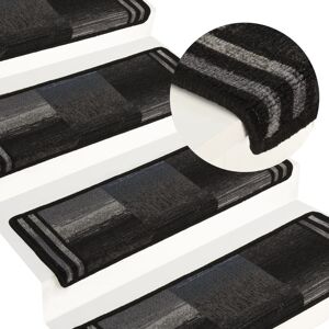 vidaXL Alfombrilla autoadhesiva de escalera 15uds negro gris 65x21x4cm