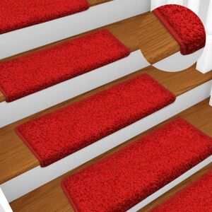 vidaXL Alfombrillas de escalera 5 unidades rojo 65x21x4 cm