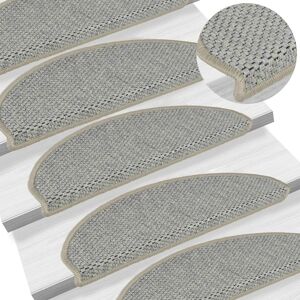 vidaXL Alfombrilla autoadhesiva escalera sisal 15 uds gris 65x21x4 cm