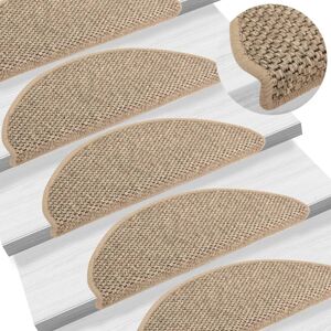 vidaXL Alfombrilla autoadhesiva escalera sisal 15 uds beige 65x21x4 cm