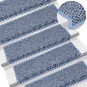 vidaXL Alfombrilla autoadhesiva escalera sisal 15 uds azul 65x21x4 cm