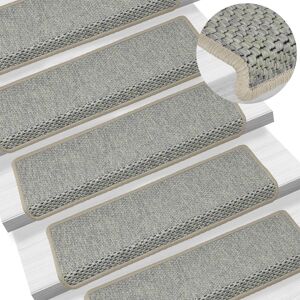 vidaXL Alfombrilla autoadhesiva escalera sisal 15 uds gris 65x21x4 cm