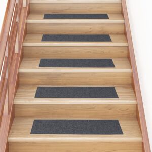 vidaXL Alfombrilla autoadhesiva escalera 15 uds gris claro 76x20 cm