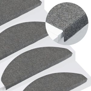 vidaXL Alfombrilla autoadhesiva de escalera 15 uds gris 65x22,5x3,5 cm