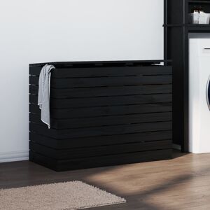 vidaXL Cesto para la ropa sucia madera maciza pino negro 88,5x44x66 cm