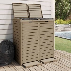 vidaXL Cubo de basura exterior polipropileno marrón claro 78x41x86 cm