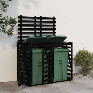 vidaXL Cobertizo doble para cubos de basura madera maciza pino negro