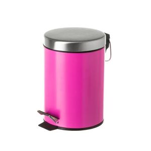 LOLAhome Papelera de pedal de 3 litros fucsia de metal y polipropileno