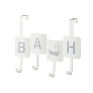 LOLAhome Perchero de baño para puerta de 4 ganchos blanco de metal de 27x11x35 cm