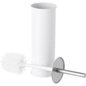 LOLAhome Escobilla de baño blanca de metal y polipropileno de Ø 9x38cm