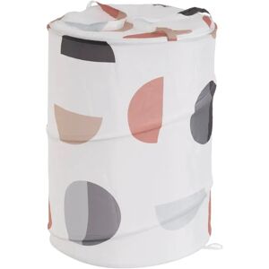 LOLAhome Cesto de ropa plegable geométrico de tela blanco de Ø 40x55 cm