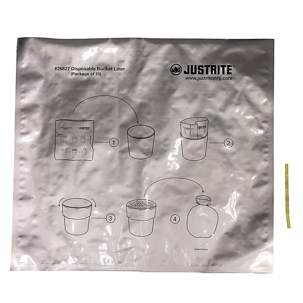 Justrite Bolsas de basura de aluminio especiales para ceniceros de pie, capacidad 17 l, H 457 mm, en color aluminio, UE 50 unid.