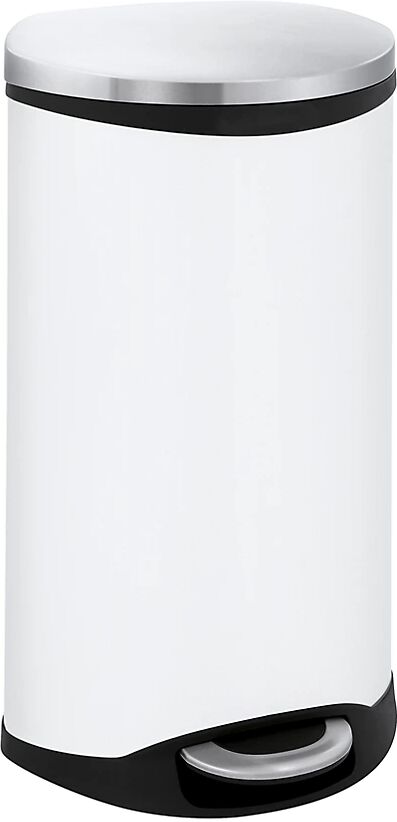 EKO Colector de residuos con pedal, en forma de concha, capacidad 30 l, H x A x P 690 x 340 x 375 mm, cuerpo de chapa de acero pintada de blanco