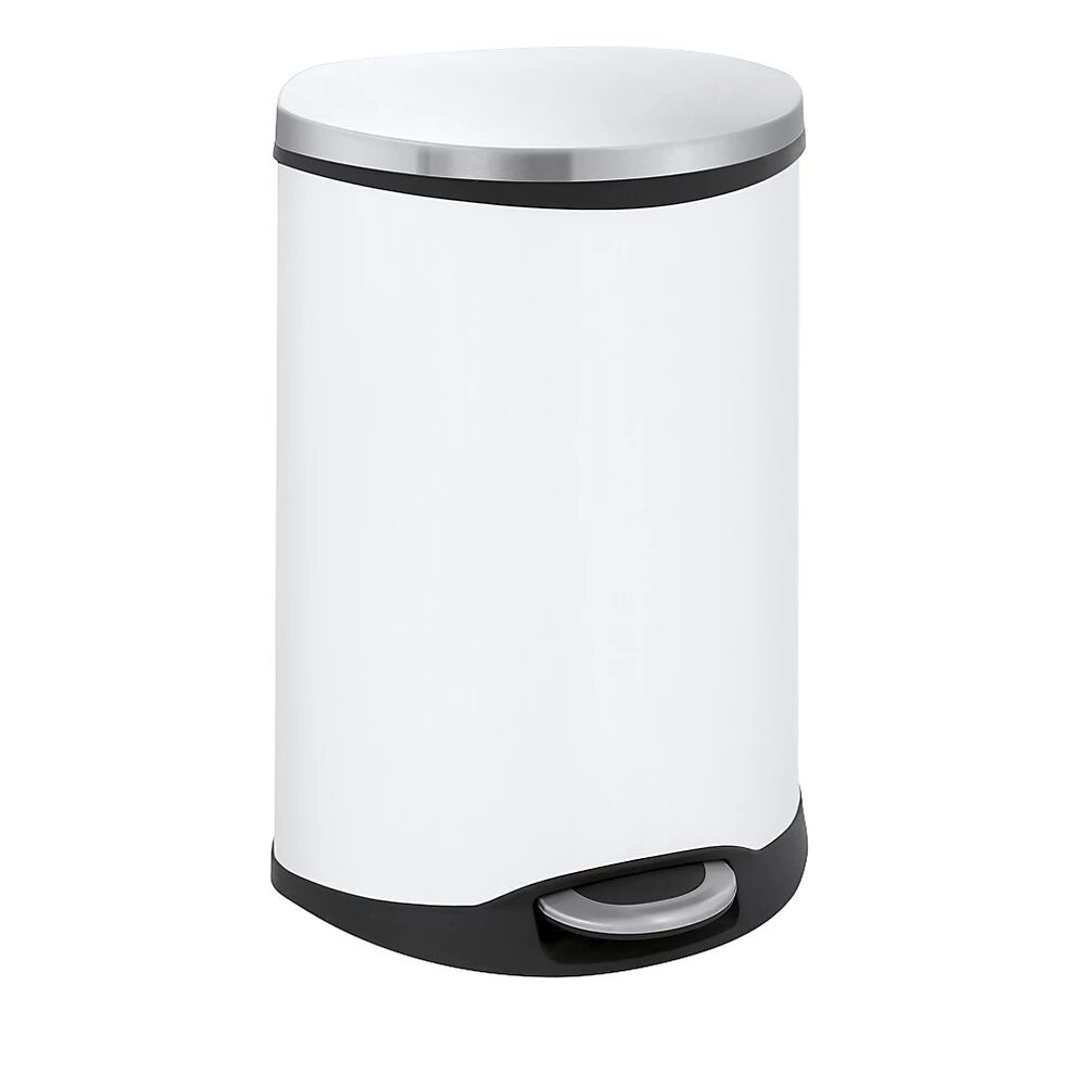 EKO Colector de residuos con pedal, en forma de concha, capacidad 50 l, H x A x P 705 x 406 x 406 mm, cuerpo de chapa de acero pintada de blanco