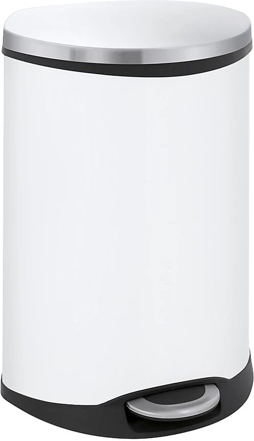 EKO Colector de residuos con pedal, en forma de concha, capacidad 2 x 22 l, H x A x P 705 x 406 x 406 mm, cuerpo de chapa de acero pintada de blanco