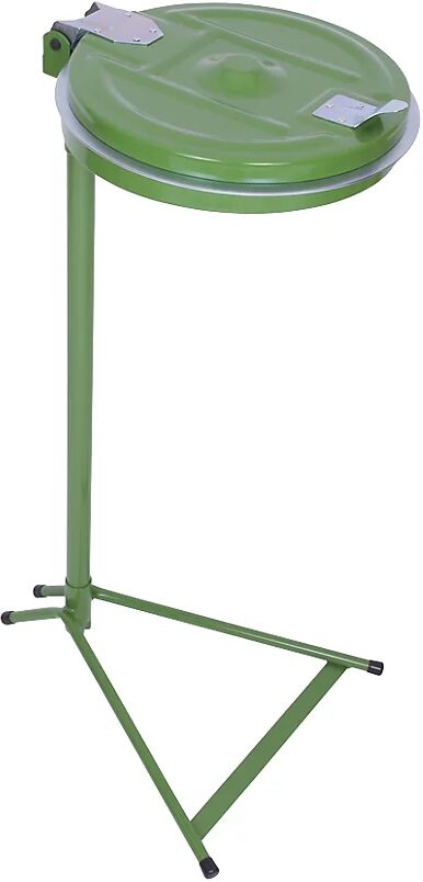 kaiserkraft Soporte para bolsas de basura, bastidor fijo, para 120 l de capacidad, verde, tapa de acero