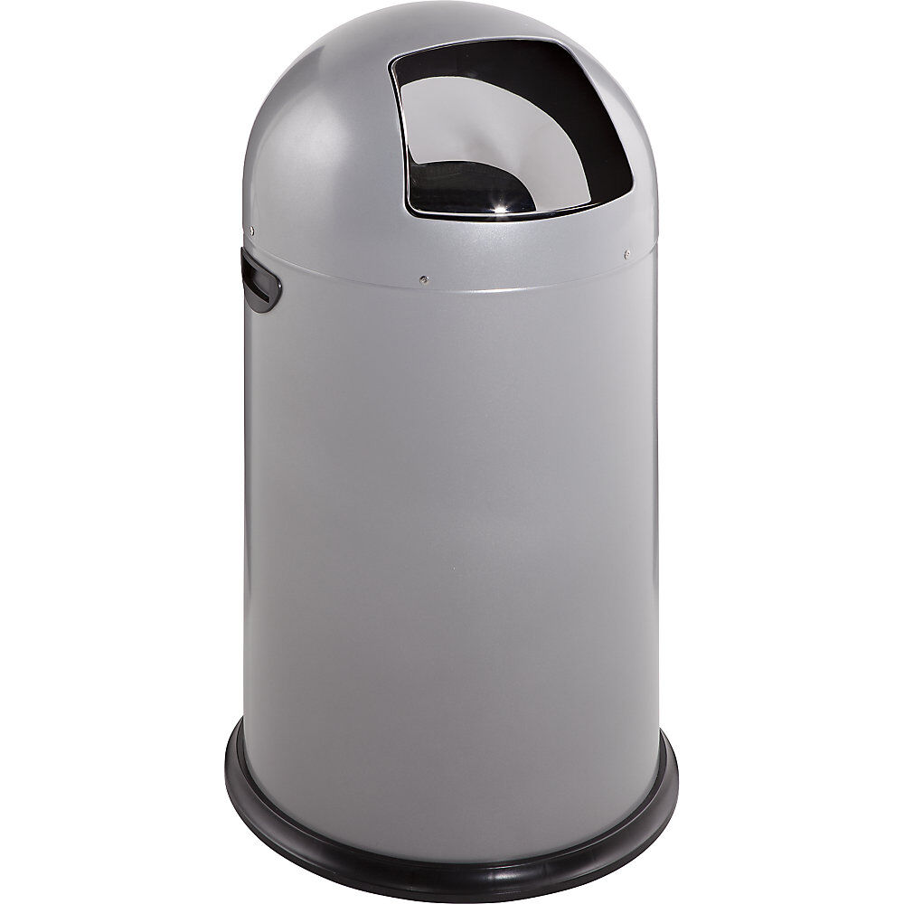 VAR Cubo de basura con trampilla, capacidad 40 l, altura 740 mm, plateado