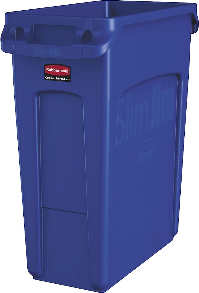 Rubbermaid Recipiente para separar materiales/cubo de basura SLIM JIM®, capacidad 60 l, con conductos de ventilación, azul