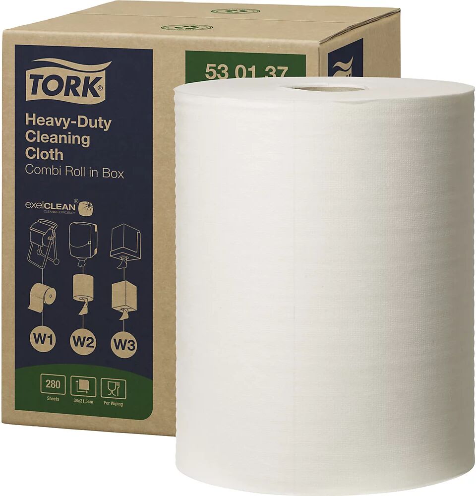 TORK Toallitas de papel extra fuertes, fieltro, 1 capa, blancas, 280 hojas/rollo