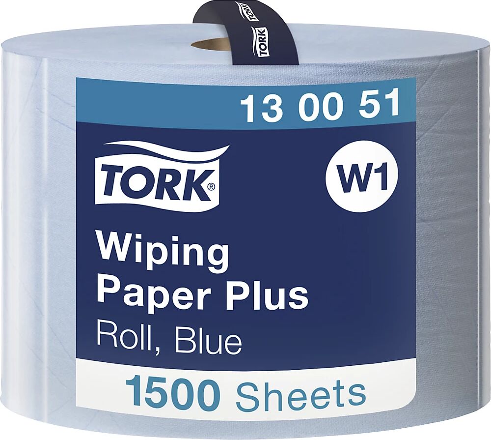 TORK Toallitas de papel multiusos, resistentes, calidad híbrida, 2 capas, azules, UE 1 rollo, 1500 hojas/rollo