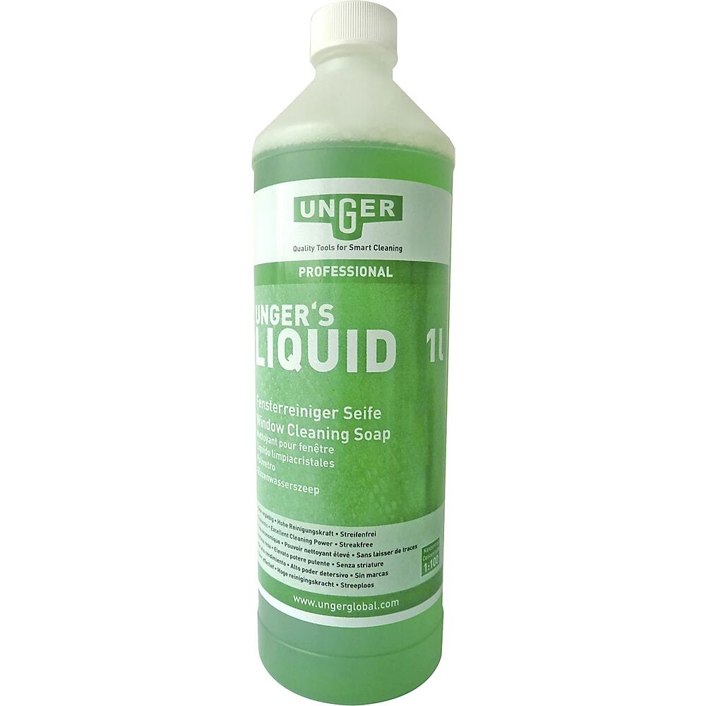 Unger Líquido de limpieza concentrado para ventanas y cristales, 1 l, mezcla 1:100, verde, a partir de 10 l