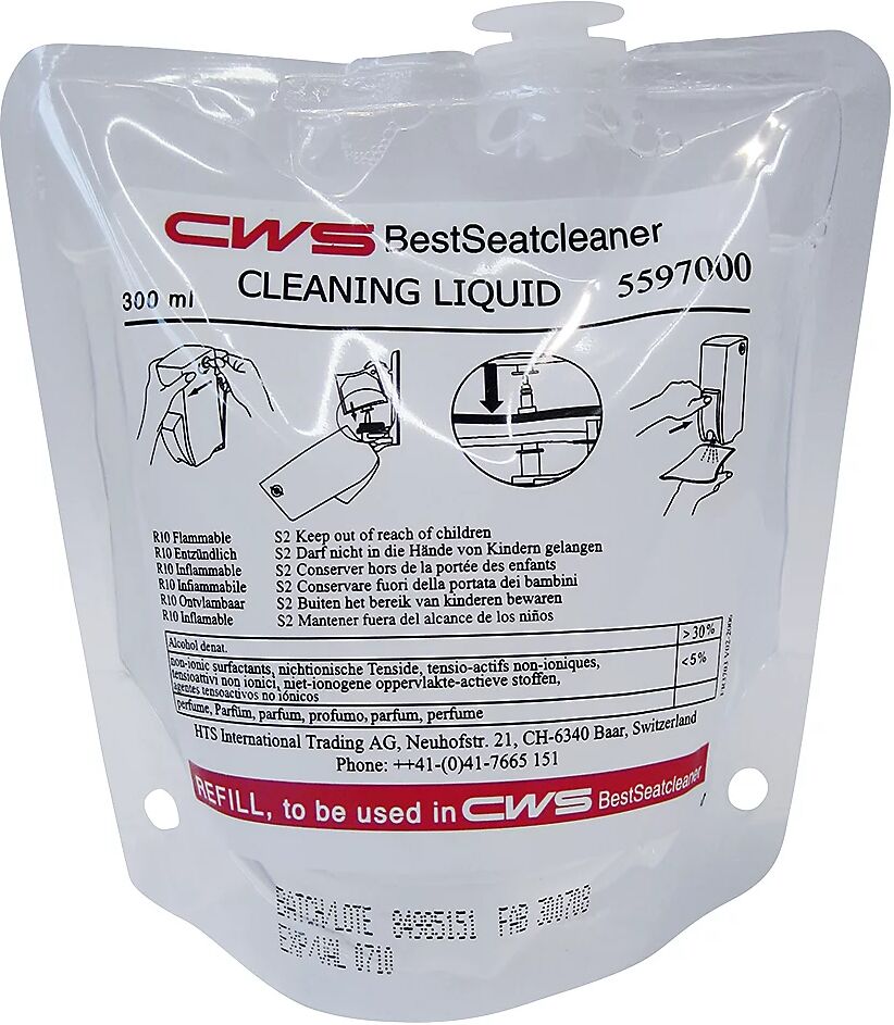 CWS Líquido limpiador SeatCleaner, UE 12 unidades de 0,3 l, en bolsa de plástico