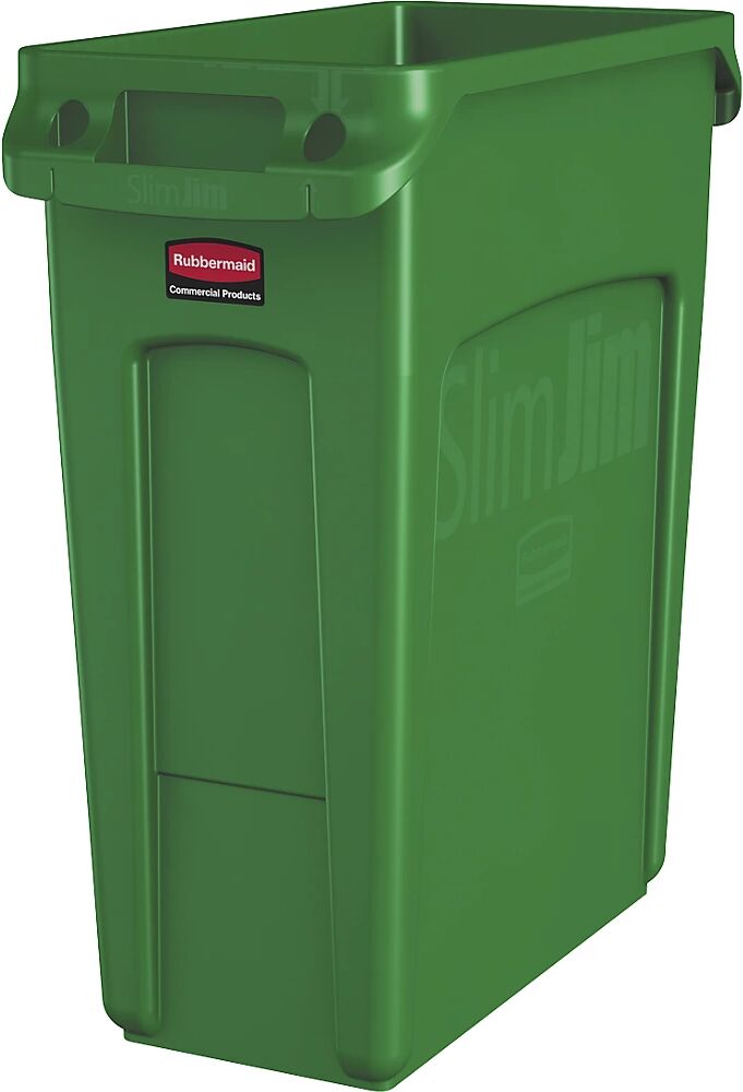 Rubbermaid Recipiente para separar materiales/cubo de basura SLIM JIM®, capacidad 60 l, con conductos de ventilación, verde