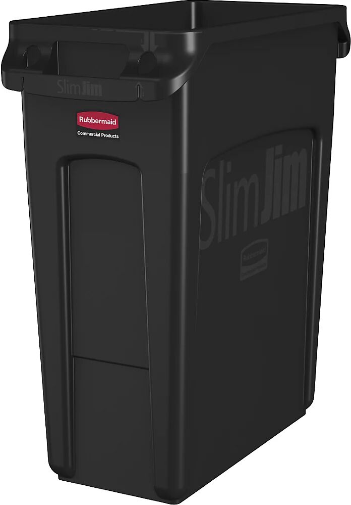 Rubbermaid Recipiente para separar materiales/cubo de basura SLIM JIM®, capacidad 60 l, con conductos de ventilación, negro, a partir de 10 unid.