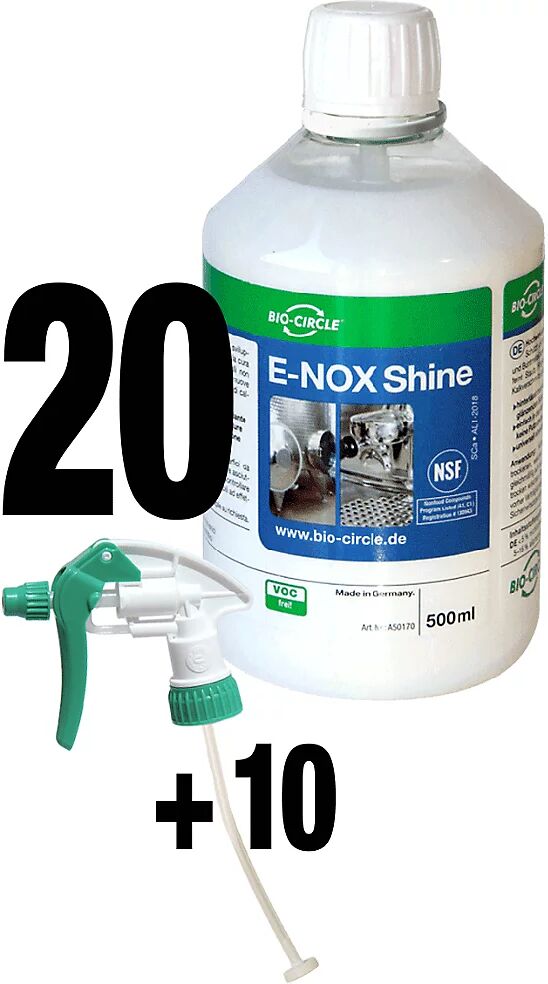 Bio-Circle Limpiador de acero inoxidable E-NOX Shine, UE 20 unid. + 10 pulverizadores, de base acuosa