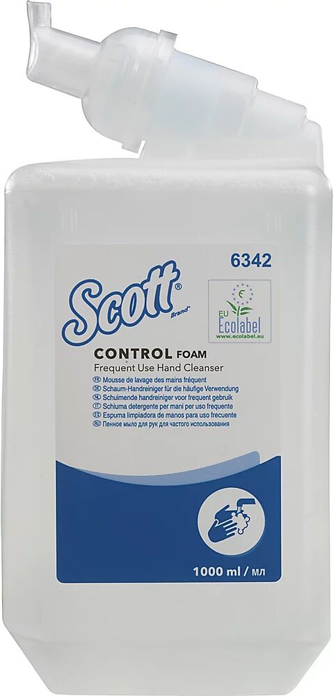 Kimberly-Clark Jabón en espuma Scott® CONTROL™, contenido 1 l, UE 6 unidades de limpiador de manos incoloro, sin perfume