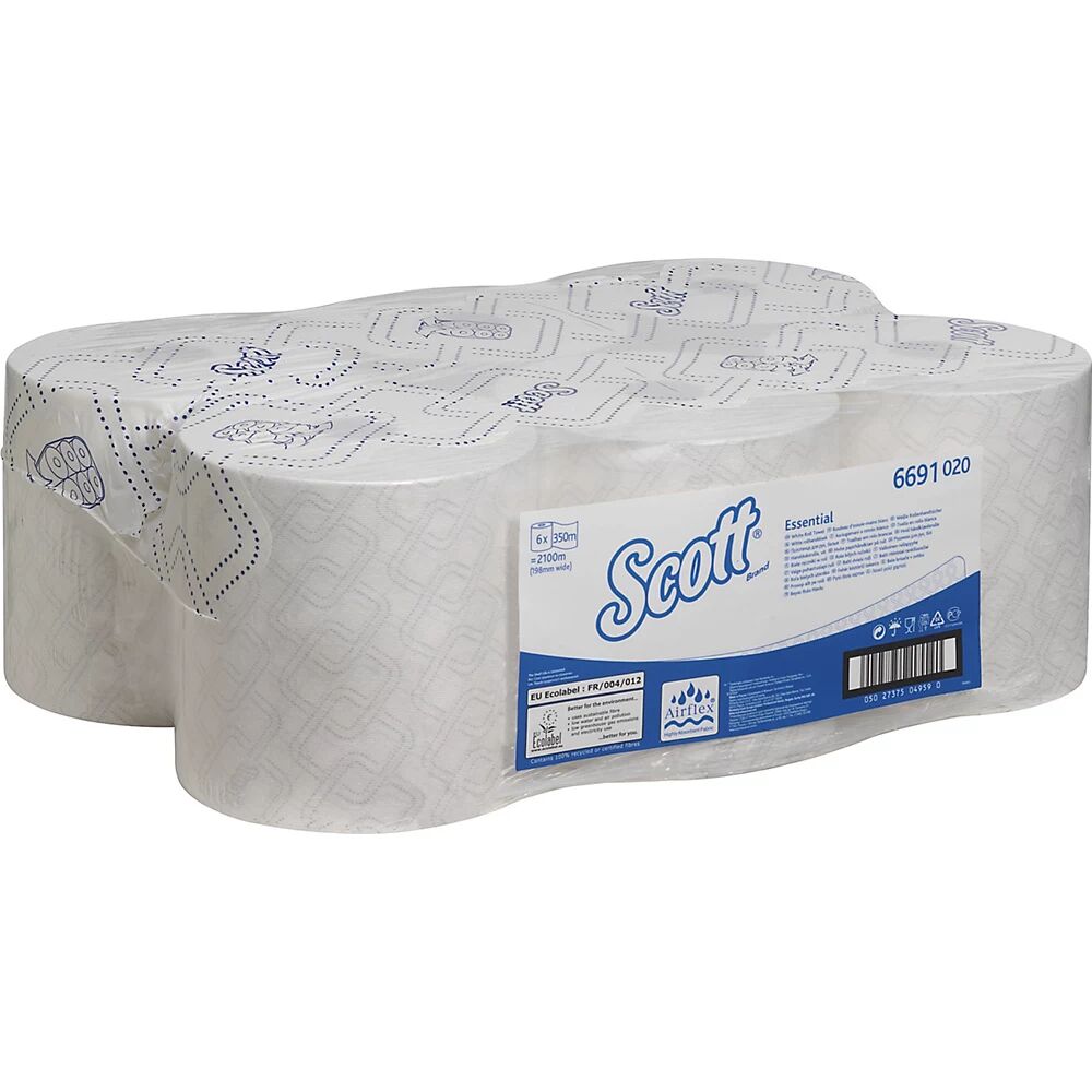 Kimberly-Clark Toallas de papel Scott® ESSENTIAL™, Airflex™, UE 6 rollos de 350 m, de 1 capa