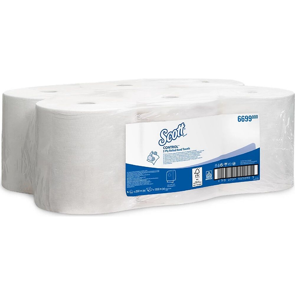 Kimberly-Clark Toallas de papel Scott® CONTROL™, Airflex™, UE 6 rollos de 200 m, de 2 capas