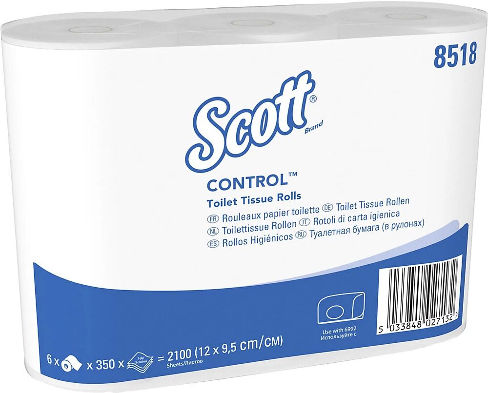 Kimberly-Clark Papel higiénico estándar Scott® CONTROL™, de 3 capas, UE 36 unid. x 350 hojas, blanco