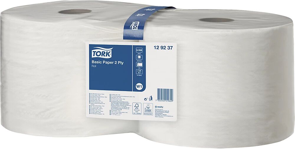 TORK Toallitas de papel estándar, tissue, de 2 capas, blancas, UE 2 rollos, 1500 hojas/rollo