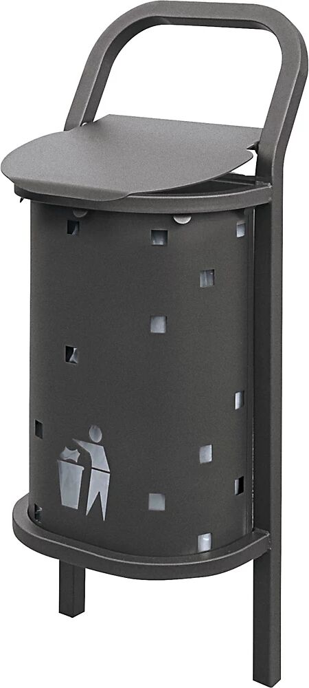 PROCITY Papelera para exteriores CONVI®, capacidad 50 l, gris