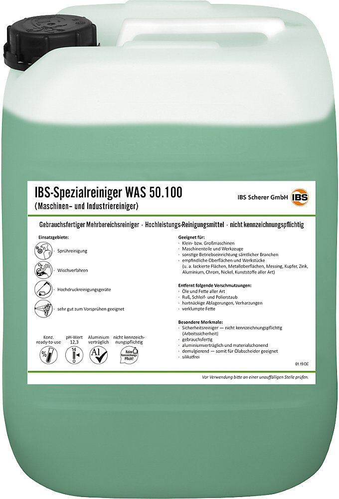 IBS Scherer Limpiador de máquinas/industrial WAS 50.100, valor pH < 11,5, contenido 20 l