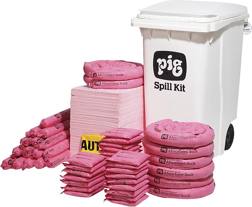 PIG Kit de emergencia rodante, grande, modelo para sustancias químicas, absorbe 263,5 l