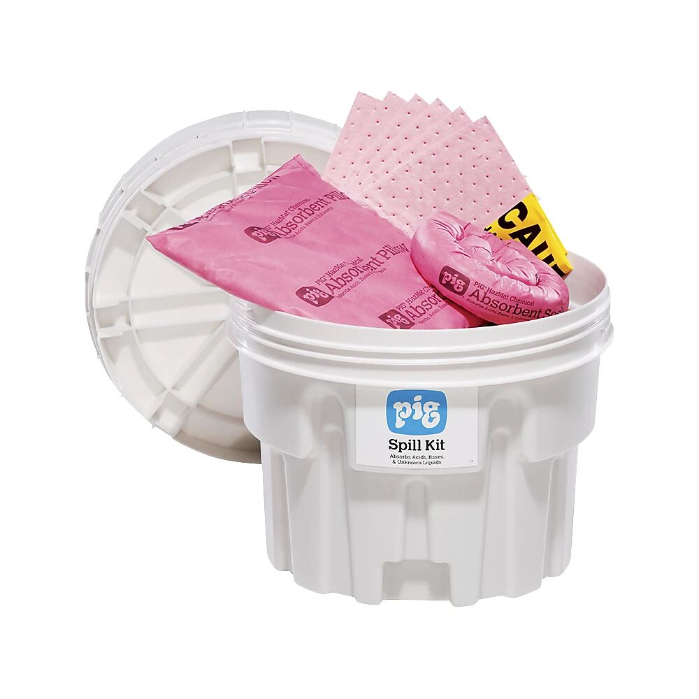 PIG Kit de emergencia en bidón de seguridad de 76 l, modelo para sustancias químicas, absorbe 41 l