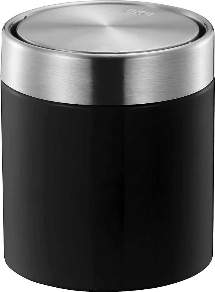 EKO Papelera de mesa, acero, capacidad 0,5 l, A x H x P 128 x 155 x 128 mm, negro