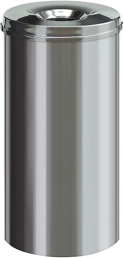 Brabantia Papelera de seguridad, acero inoxidable, autoextinguible, capacidad 50 l, H x Ø 625 x 335 mm, brillante