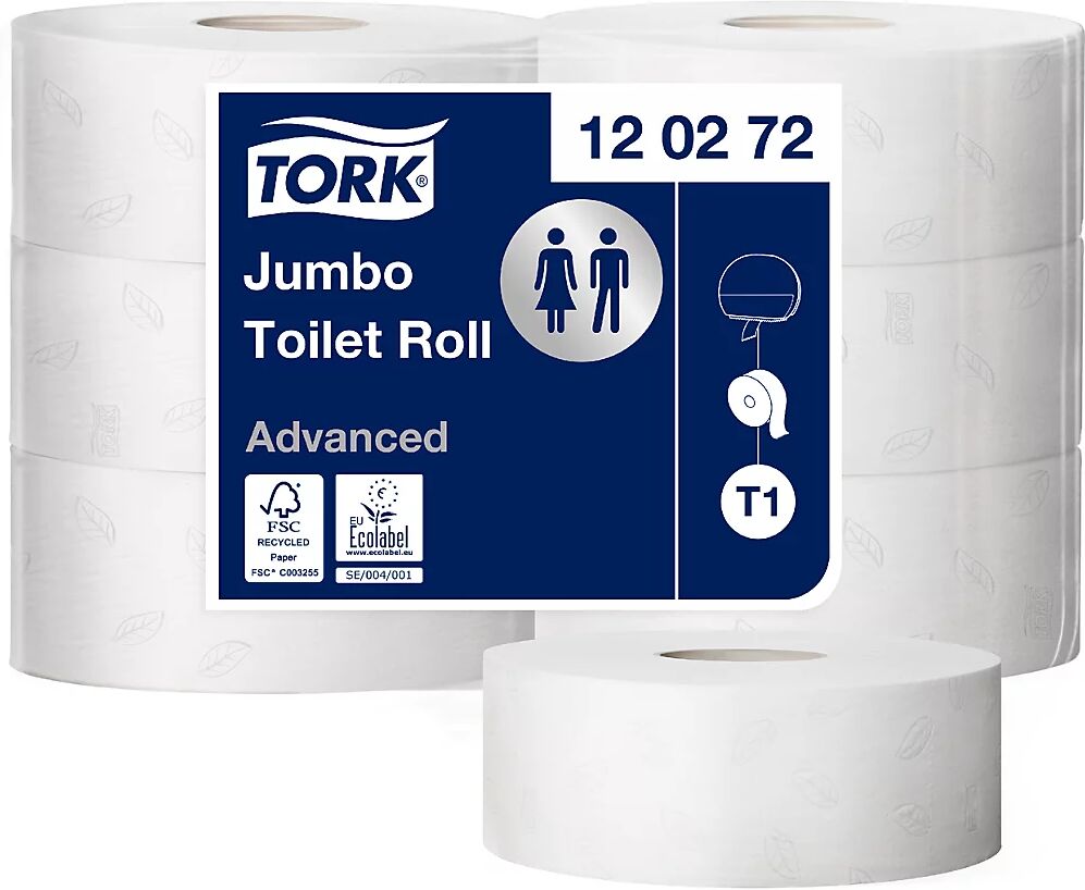 TORK Papel higiénico Jumbo, rollo industrial, tissue Advanced, de 2 capas, blanco, UE 6 rollos, a partir de 21 UE