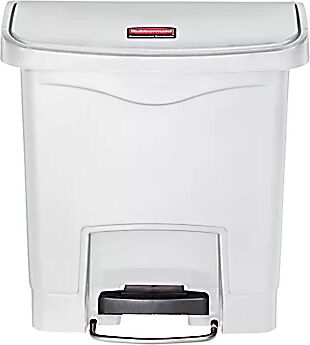 Rubbermaid Colector de residuos con pedal SLIM JIM®, capacidad 15 l, A x H x P 230 x 399 x 377 mm, blanco